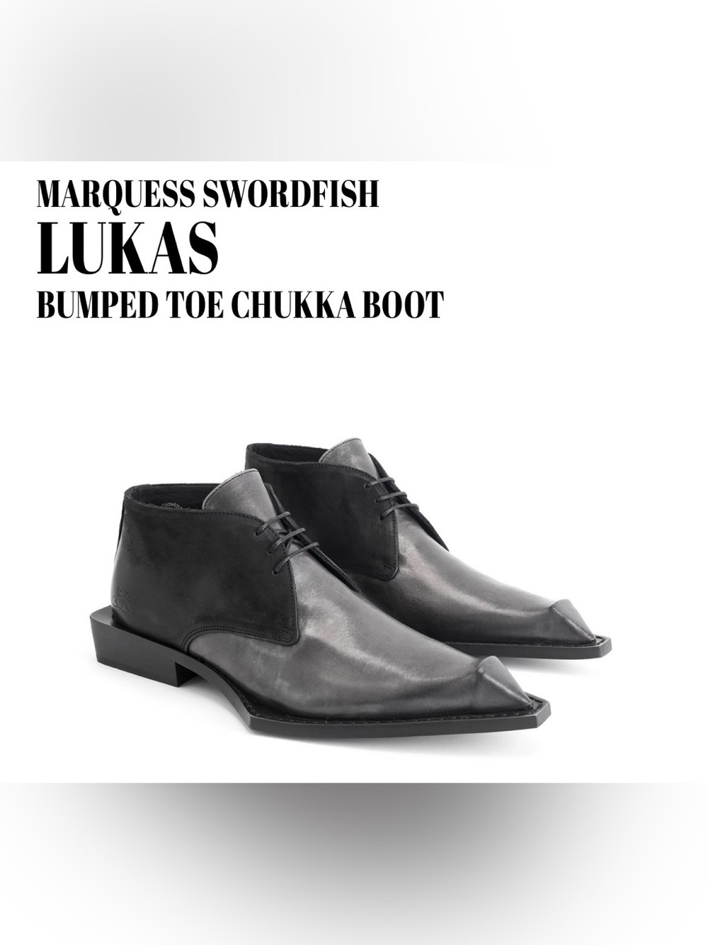 John Fluevog Black Lukas Pointed Toe Chukka Boots